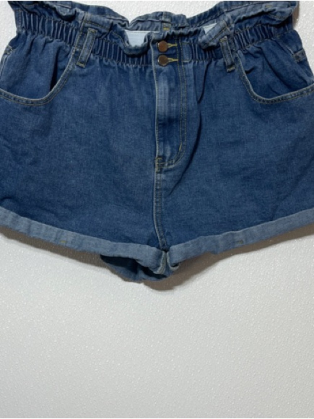 3/$30 High-Rise Rolled Hem Denim Shorts - Blue